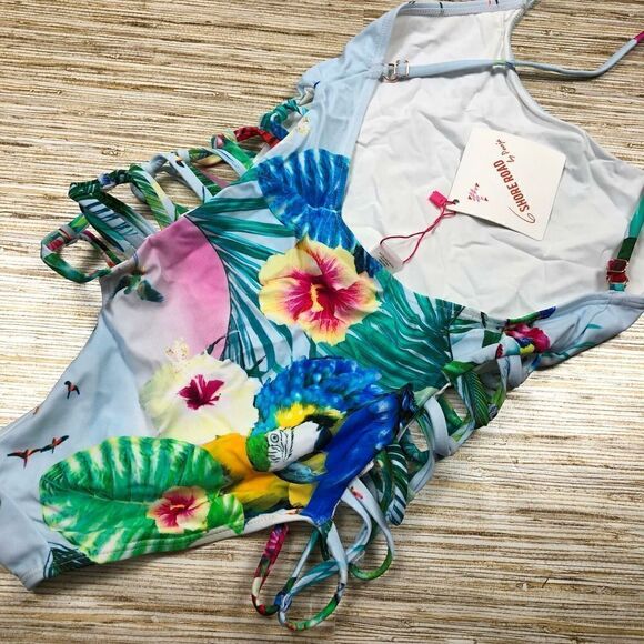 M-53 6 Shore Road cut-out sides one-piece Swimsuit BLUE PARROT size XS $195 - Picture 2 of 2